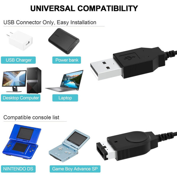 Game Boy Advance SP (GBA SP) USB Charging Cable Compatibility