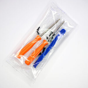 Xbox Series controller disassembly tool kit with T6/T8 screwdrivers, pry tool, and screws in clear packaging